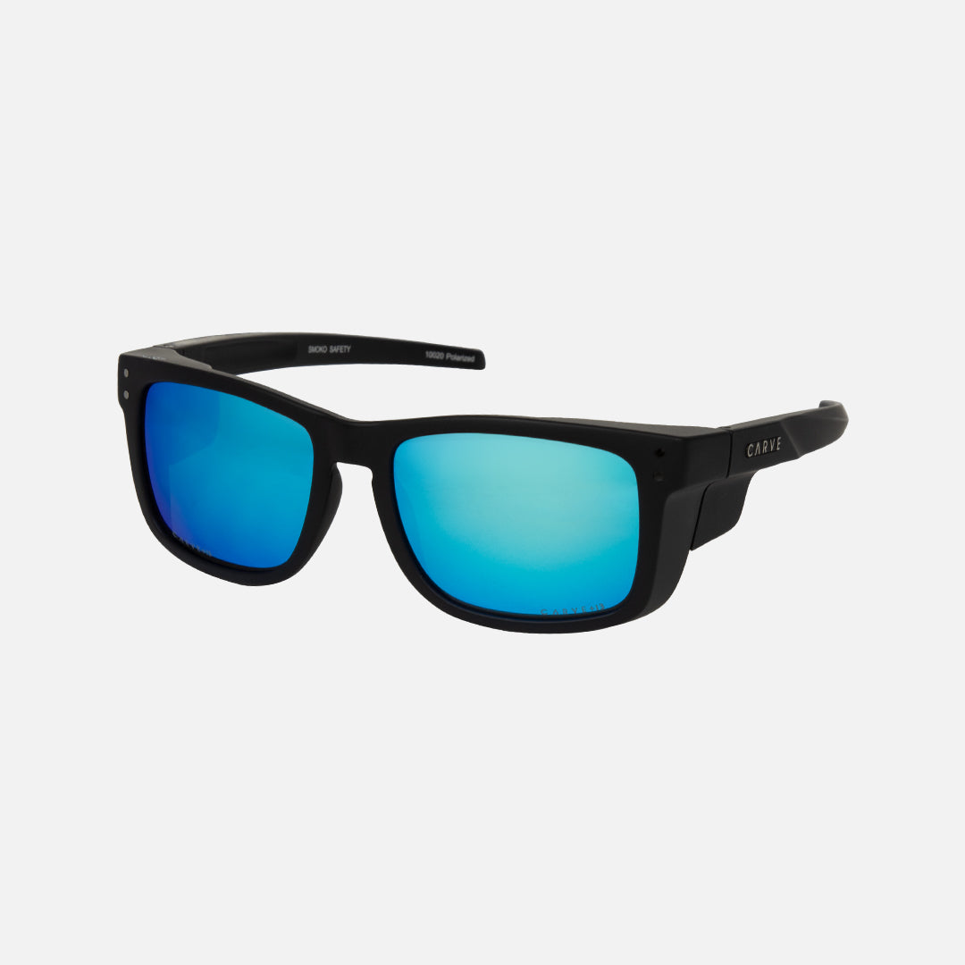 Smoko - Safety Matte Black Frame - Gray Polarized Blue Iridium Lens