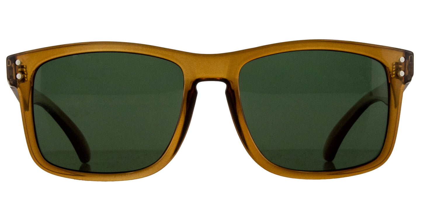 Goblin ♻️ - Recycled Gloss Crystal Dk Sand Frame Green Polarized Lens