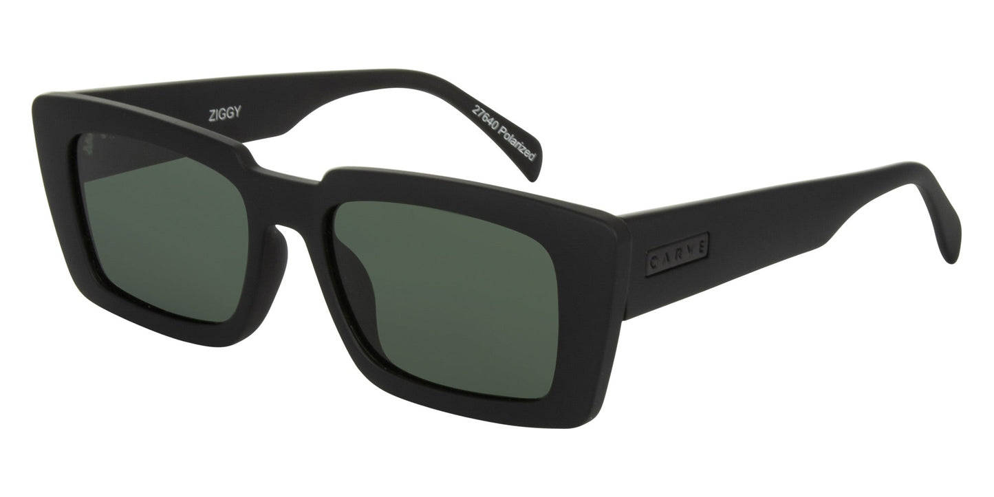 Ziggy - Matt Black Green Polarized Lens