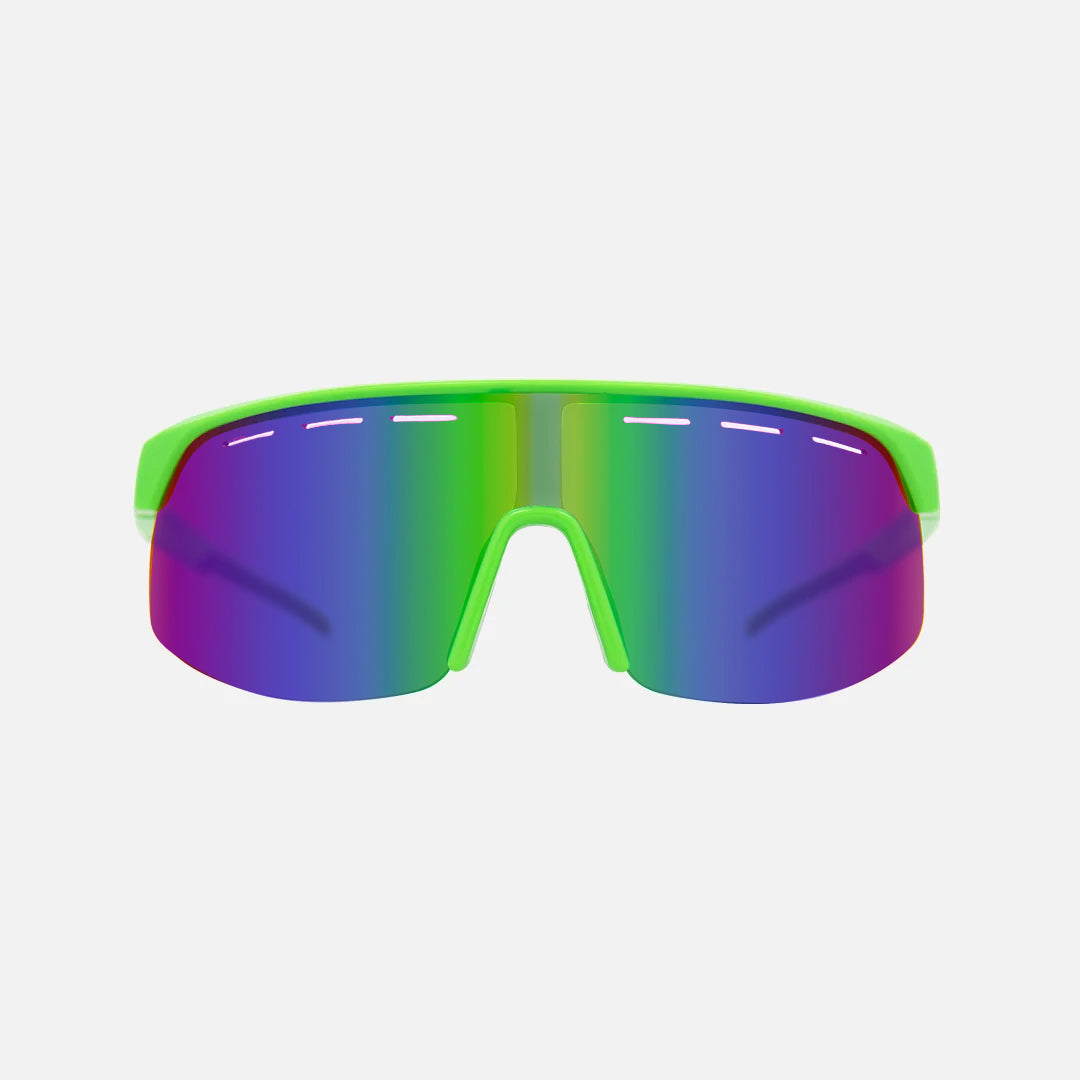 Velocity HD - Gloss Lime frame, Rose Lens with Green/Purple Iridium plus Venting
