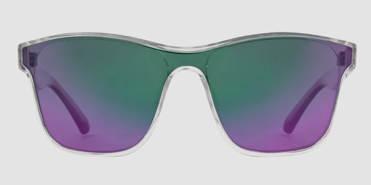 Riot - Crystal Clear Frame with Grey and Aqua Purple Iridium Lens