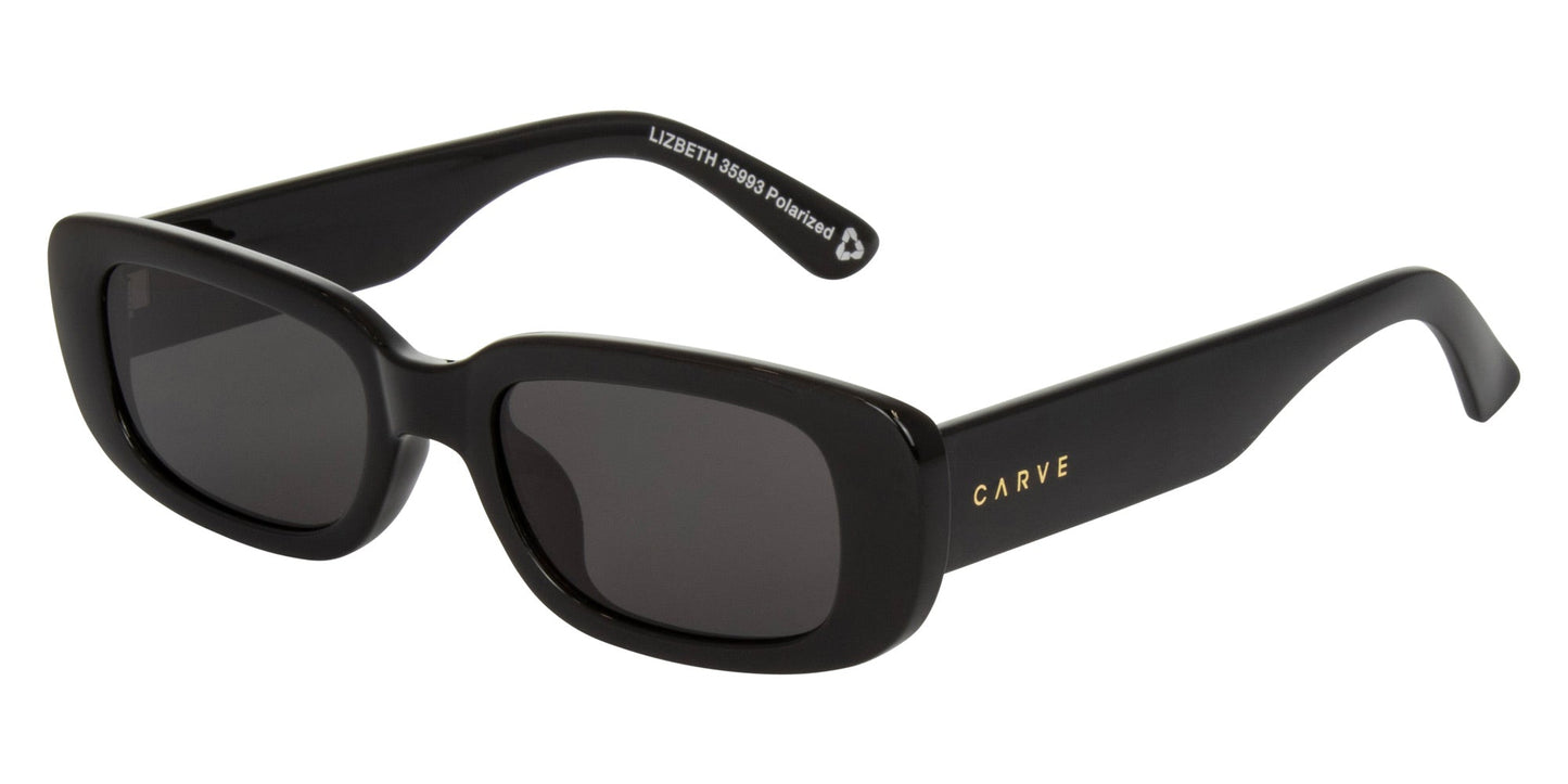 Lizbeth ♻️ - Gloss Black Recycled Frame Grey Polarized Lens