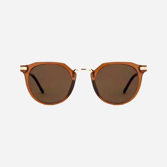 Frankie - Gloss Crystal Tobacco Gold Metal Frame Brown Lens