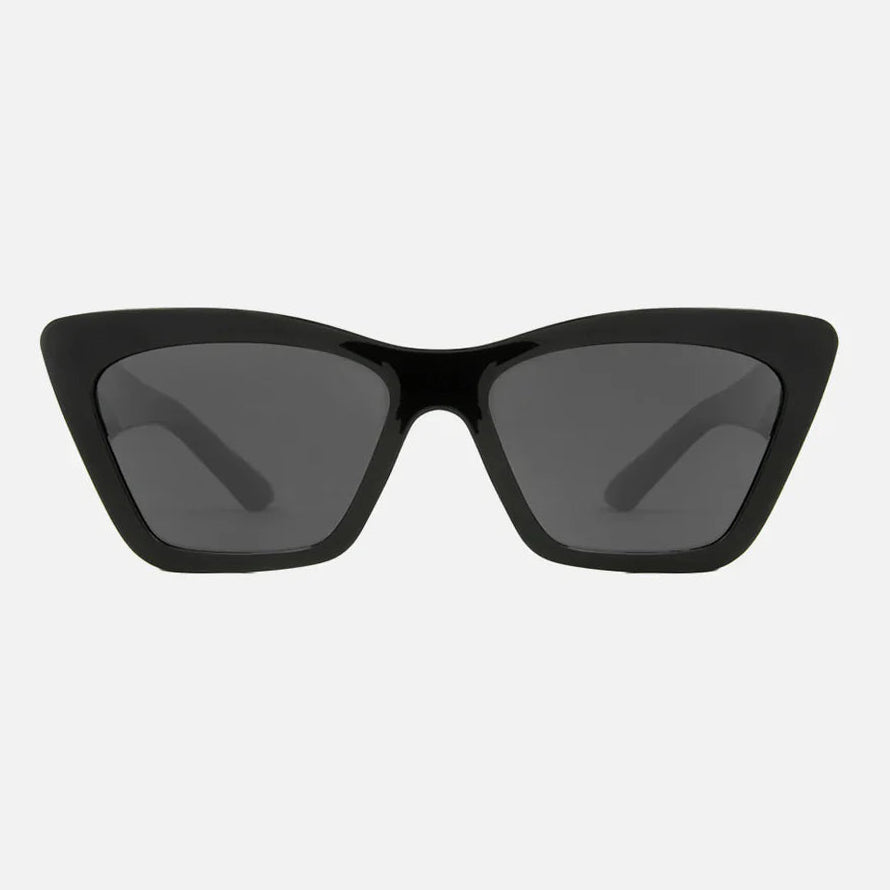 Black cat-eye sunglasses on a white background