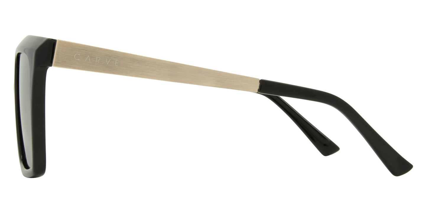 Yoshi - Gloss Black Front with Gold Temple & Grey Polarized Lens