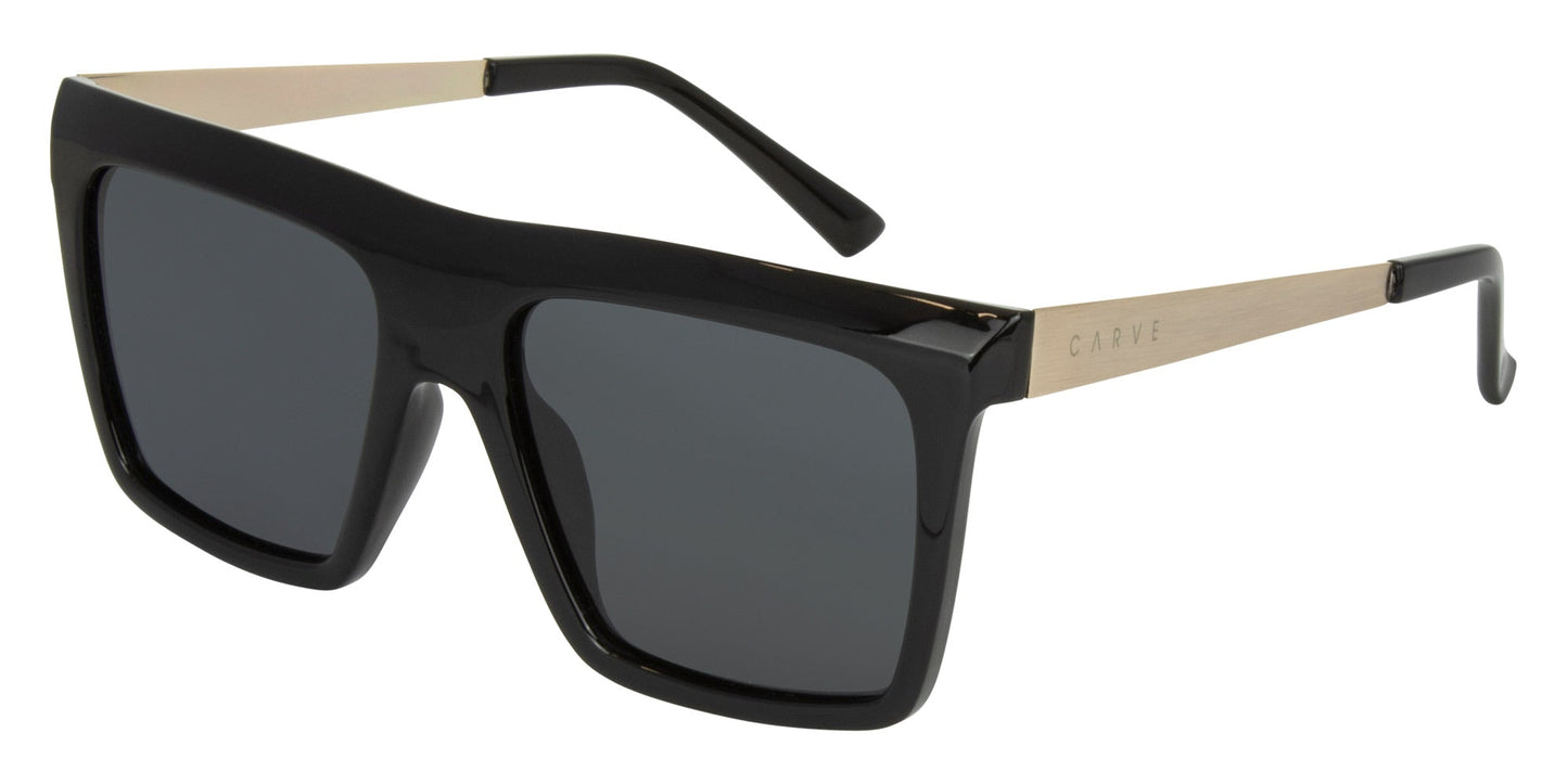 Yoshi - Gloss Black Front with Gold Temple & Grey Polarized Lens
