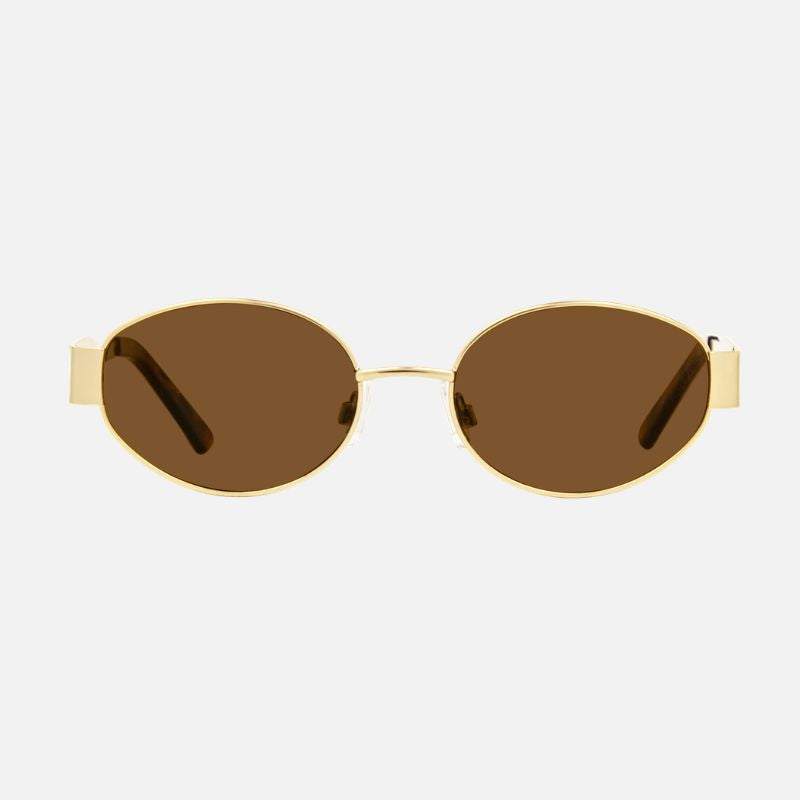 Polly - Gold Metal Frame with Brown Lens