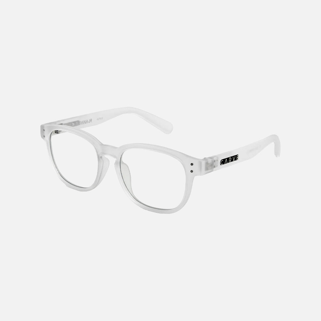 Havana Jr - Blue Light Matte Translucent Clear Frame Glasses