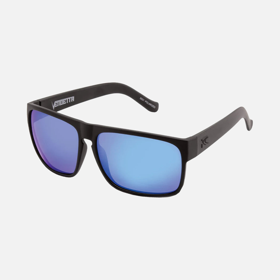 Vendetta - Floating Matte Black Frame Gray Blue Iridium Injected Polarized Lens