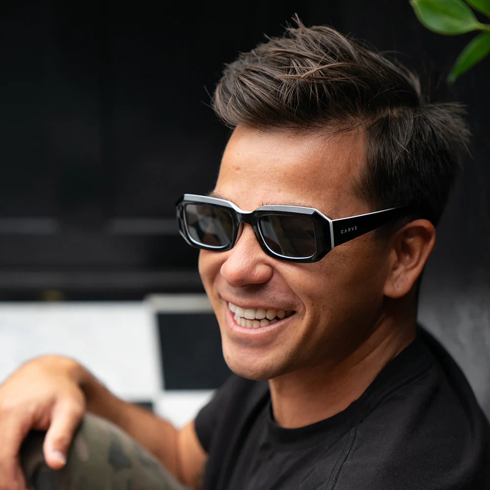 Asher - Gloss Black / White with Gray Lens