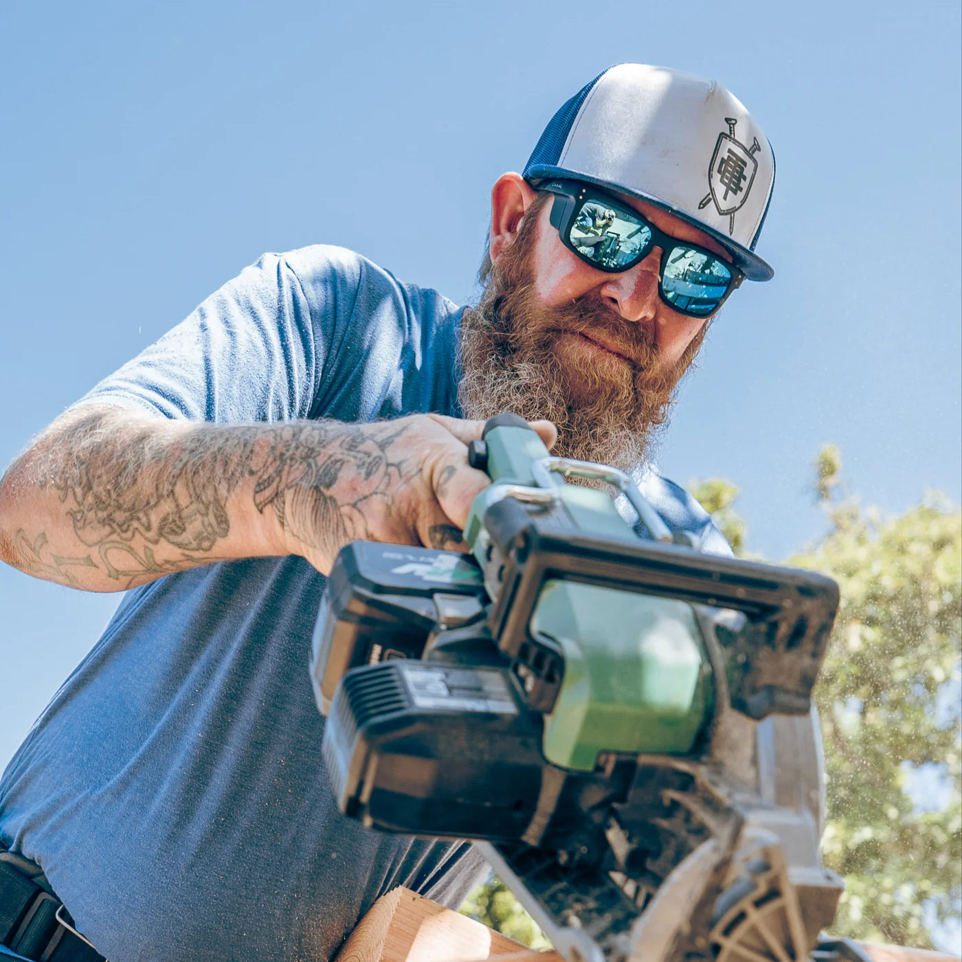 Smoko Z87 - Safety Matte Black Frame with Polarized Blue Iridium Lens