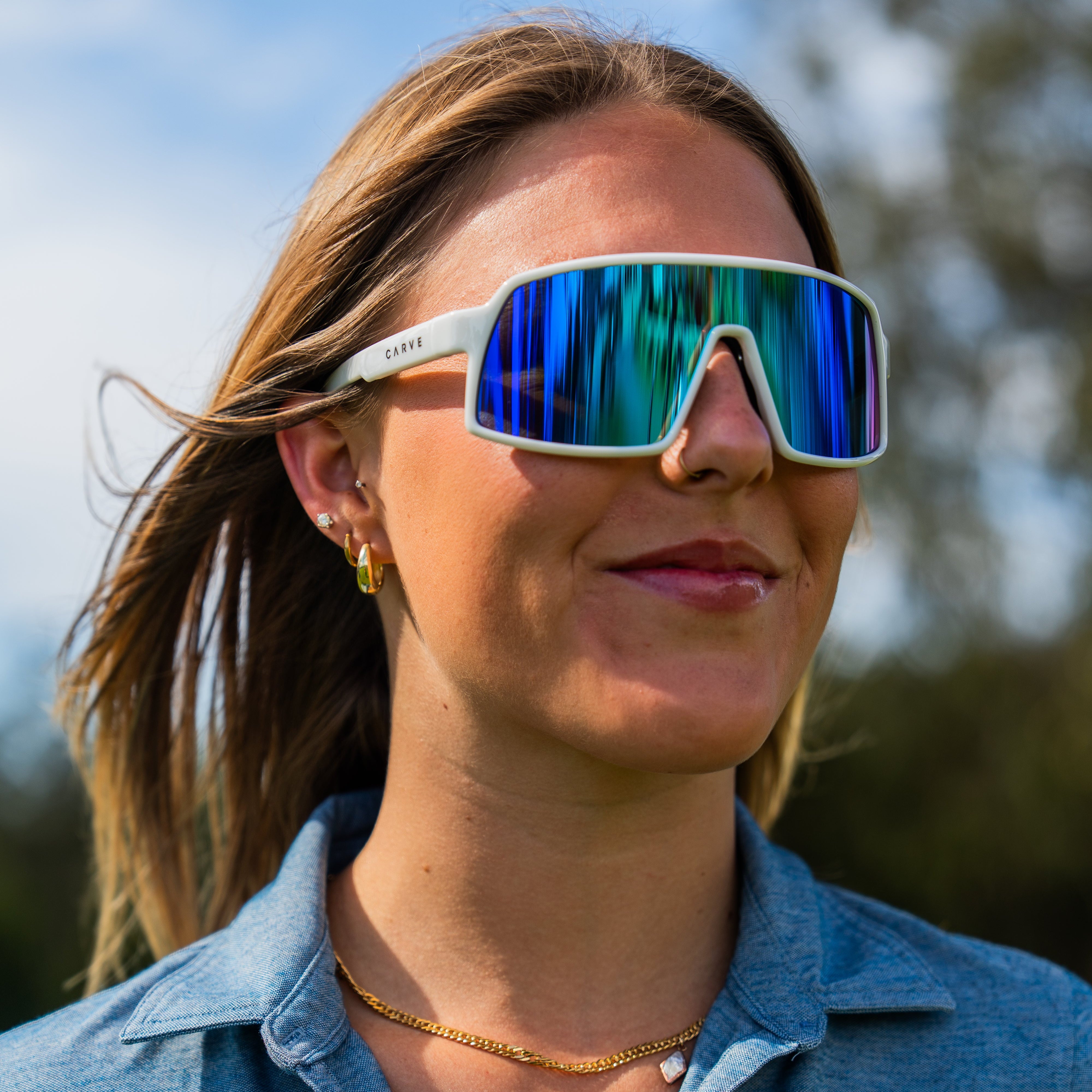 Sierra - Gloss White with Blue Iridium Lens