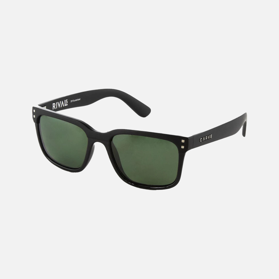 Rivals - Gloss Black Frame Green Polarized Sunglasses