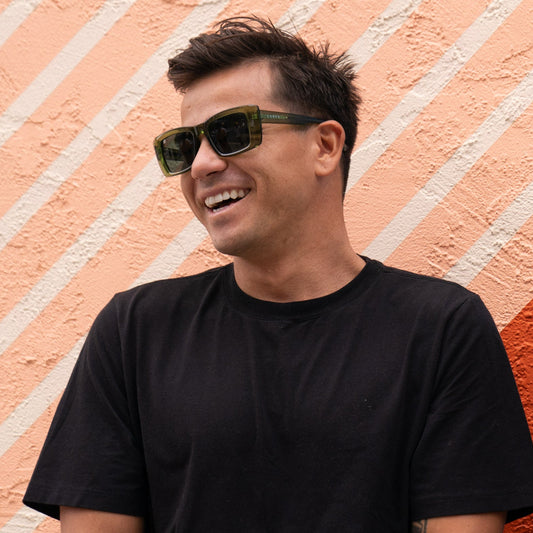 Hey Ho - Gloss Crystal Olive Leaf Frame Green Lens