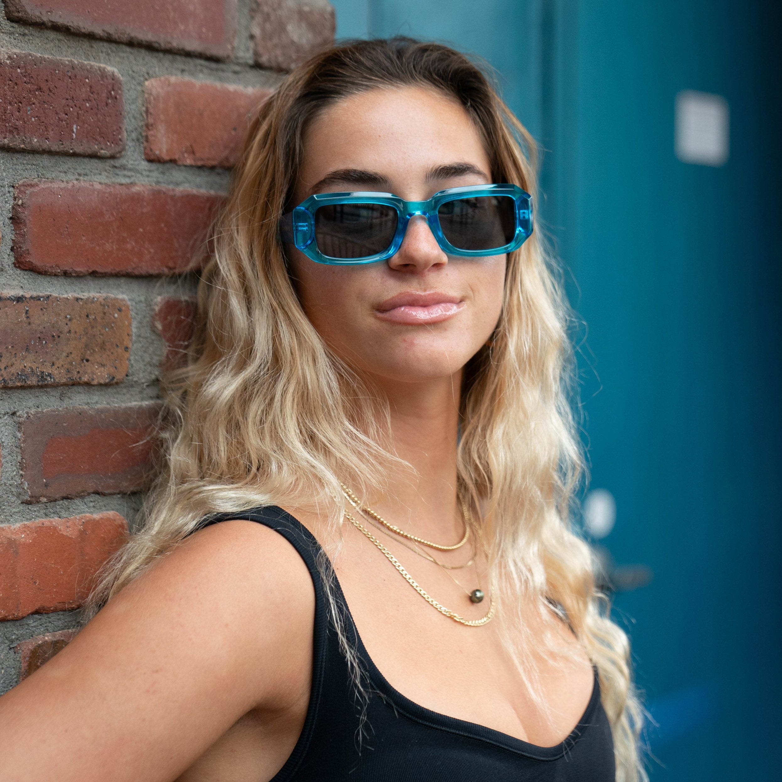 Asher - Gloss Crystal Cyan Frame Gray Lens