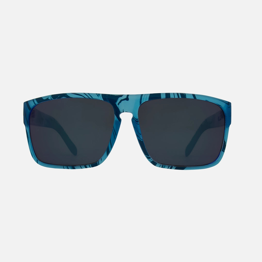 Vendetta - Gloss Translucent Blue Swirl with Gray Injected Polarized Lens