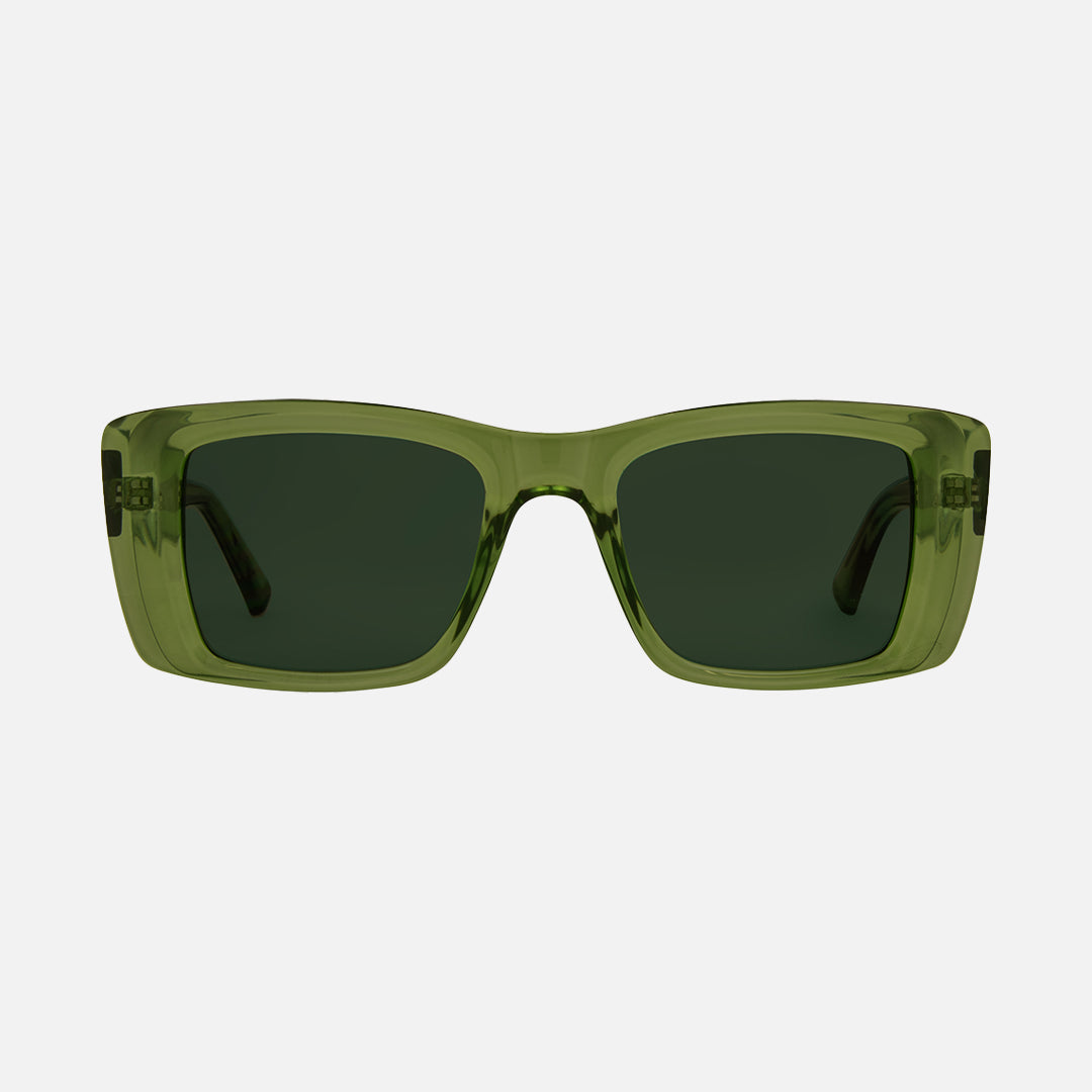 Hey Ho - Gloss Crystal Olive Leaf Frame Green Lens