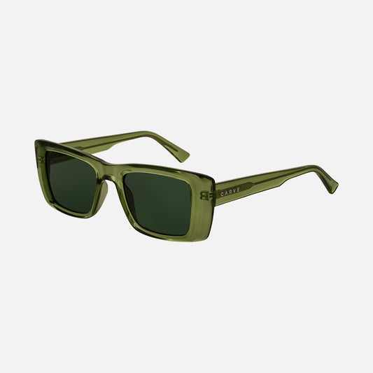 Hey Ho - Gloss Crystal Olive Leaf Frame Green Lens