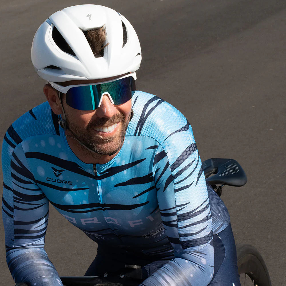 Velocity - Gloss White with Blue Iridium Lens