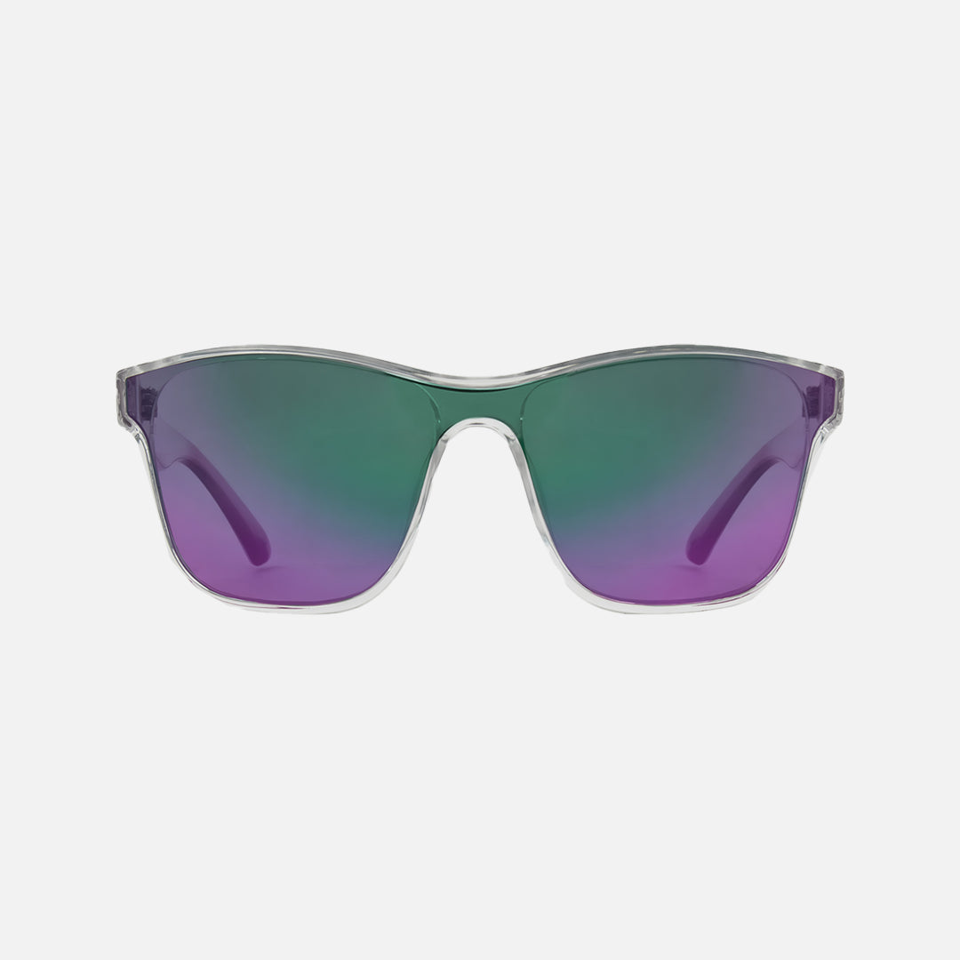 Riot - Crystal Clear Frame with Grey and Aqua Purple Iridium Lens