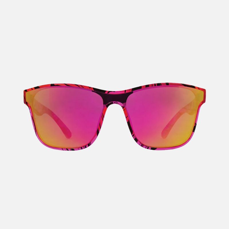 Sunglasses with pink and orange lenses on a white background