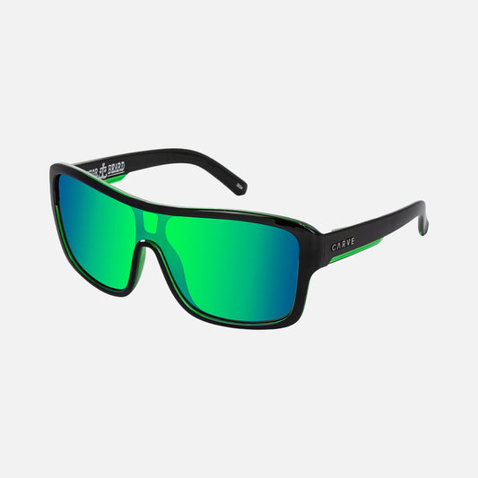Anchor Beard - Green Iridium Gloss Black Frame Sunglasses