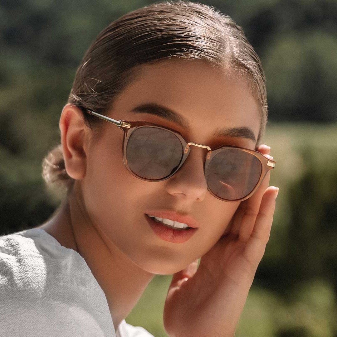 Frankie - Gloss Crystal Tobacco / Gold Metal with Brown Lens