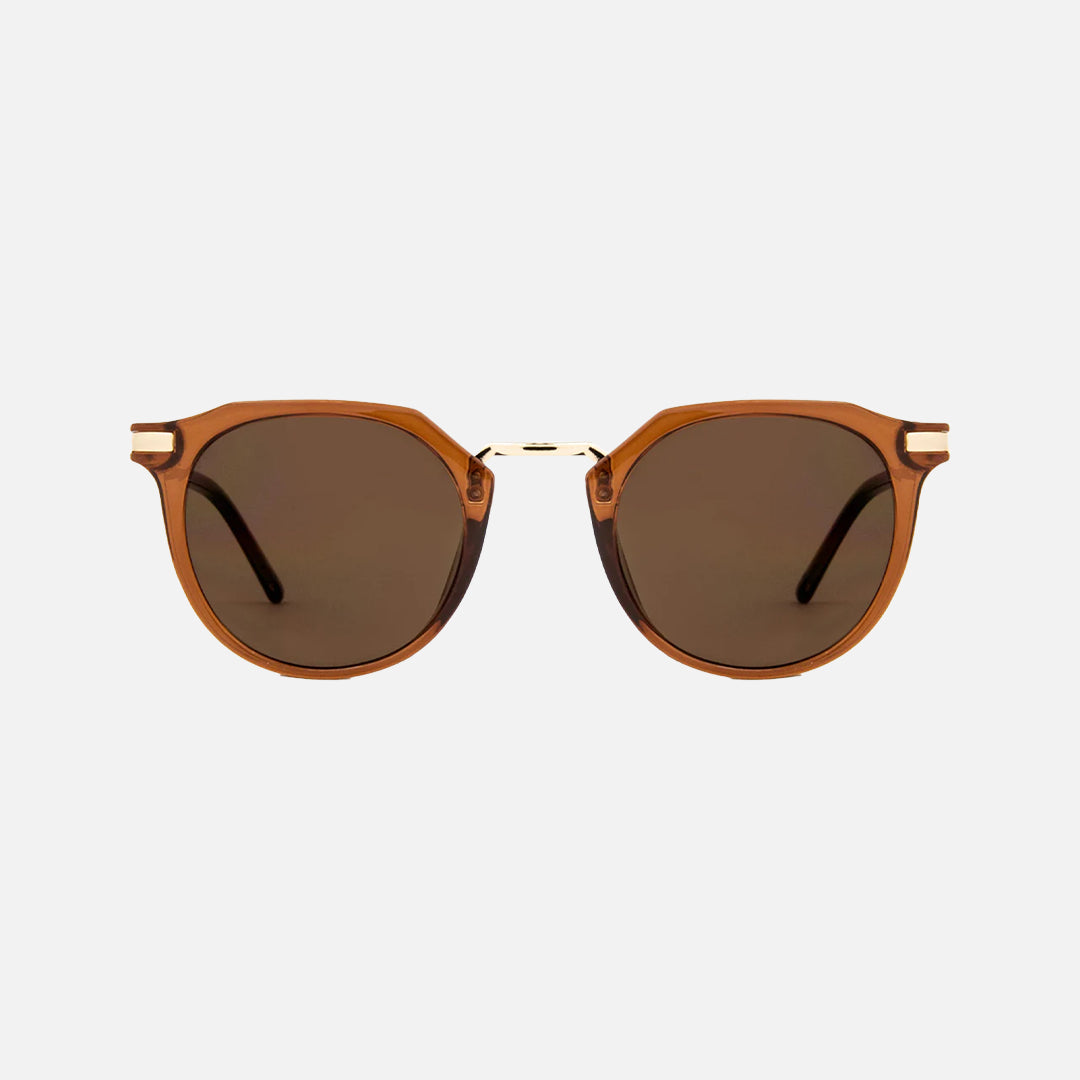 Frankie - Gloss Crystal Tobacco Gold Metal Frame Brown Lens