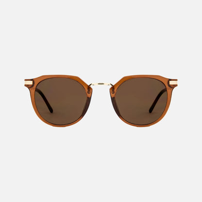 Frankie - Gloss Crystal Tobacco Gold Metal Frame Brown Lens