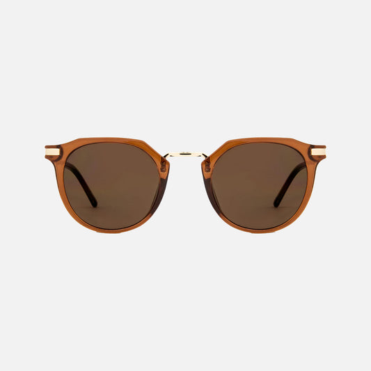 Frankie - Gloss Crystal Tobacco Gold Metal Frame Brown Lens