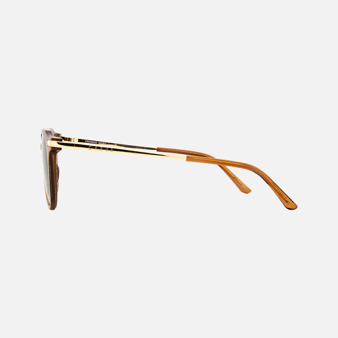 Frankie - Gloss Crystal Tobacco Gold Metal Frame Brown Lens