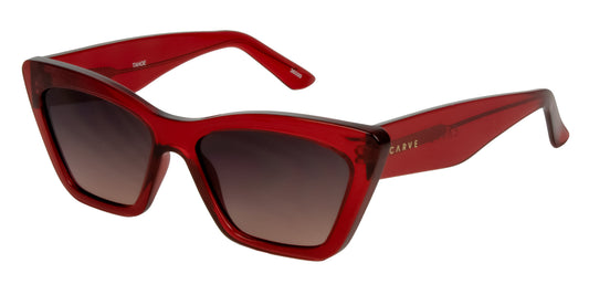 Tahoe - Gloss Crystal Cherry Red Frame with Grey Pink Gradient Lens