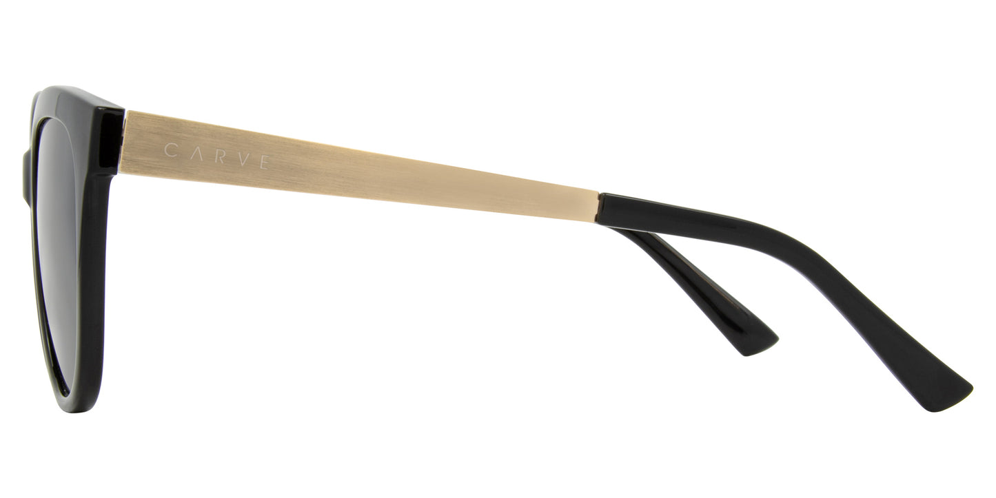 Allure - Gloss Back Front with Gold Temple & Grey Polarized Lens