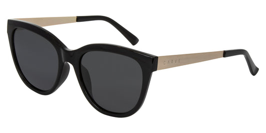 Allure - Gloss Back Front with Gold Temple & Grey Polarized Lens