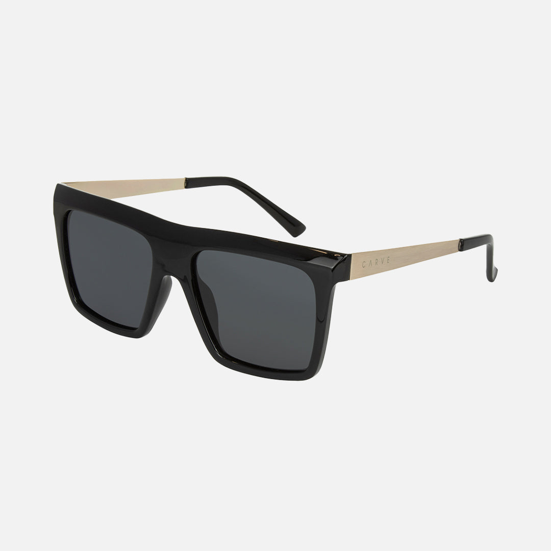 Yoshi - Gloss Black Frame Gold Temple Dark Gray Injected Polarized