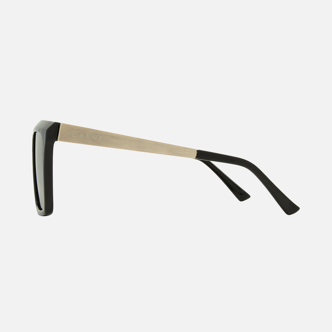 Yoshi - Gloss Black Frame Gold Temple Dark Gray Injected Polarized