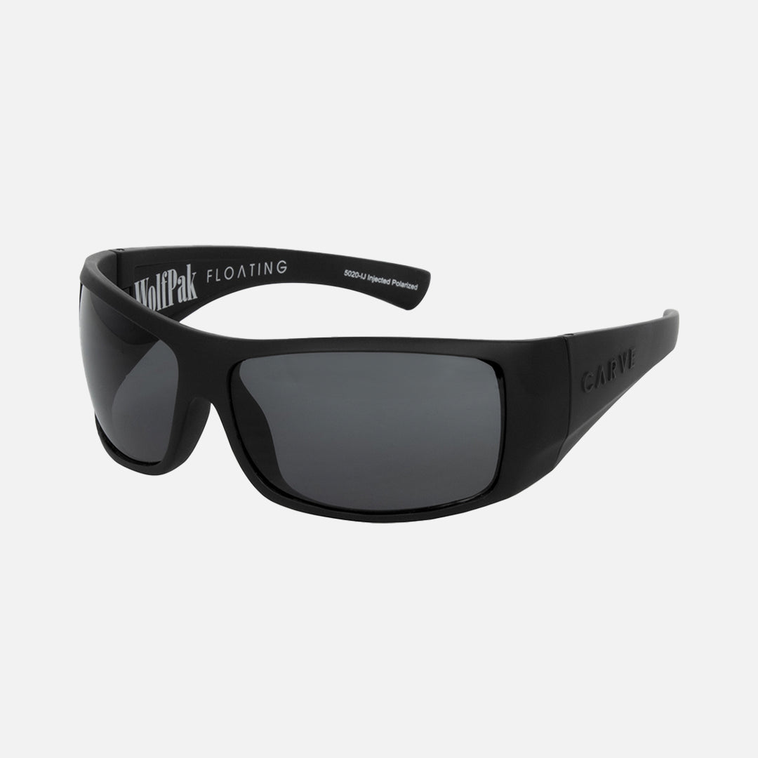 Wolfpak Floating Matte Black Frame Gray Injected Polarized Lens