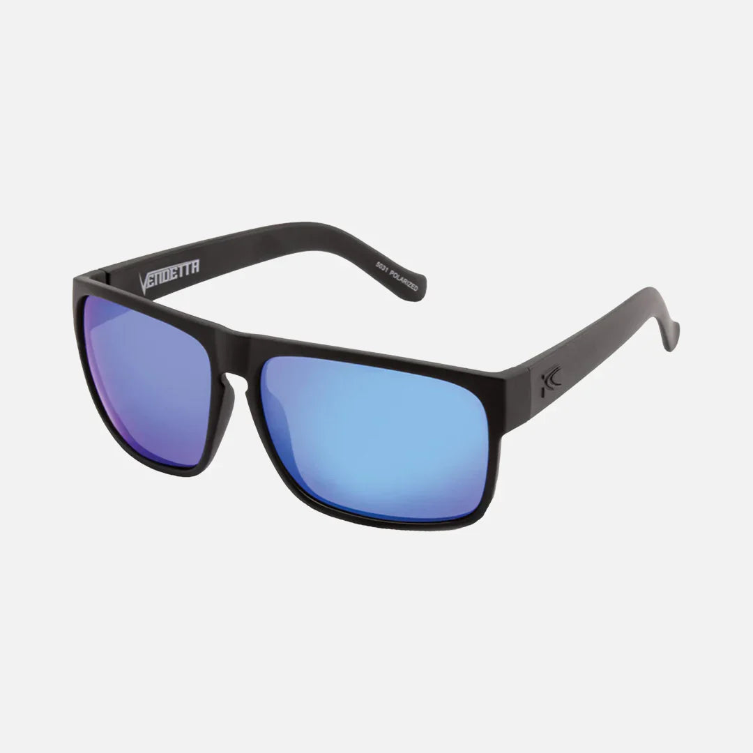 Vendetta - Floating Matte Black with Blue Iridium Injected Polarized Hydrophobic Lens
