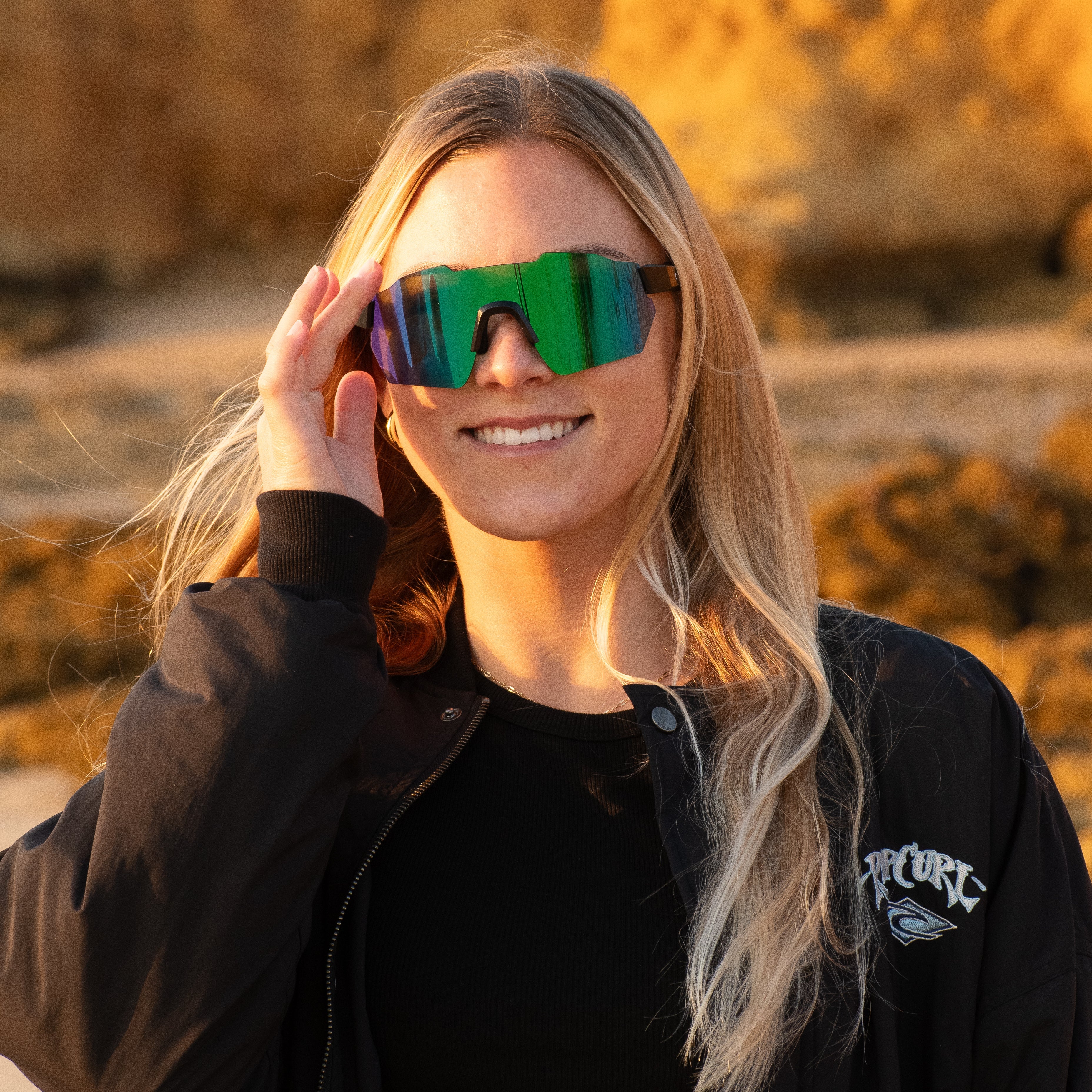 Level Up - Matte Black with Green Iridium Lens