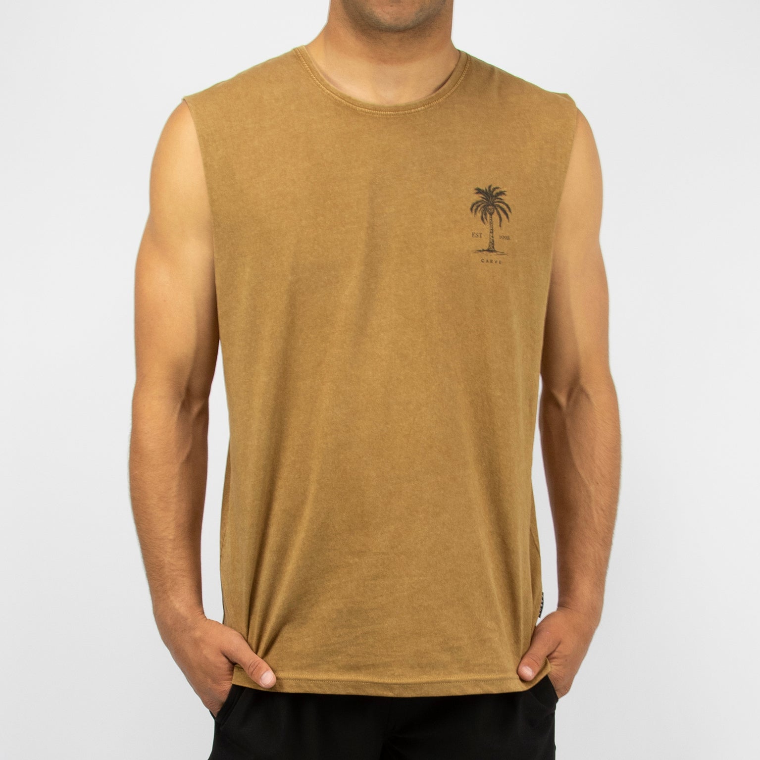 ARECA - Men's sleeveless muscle top - Mustard