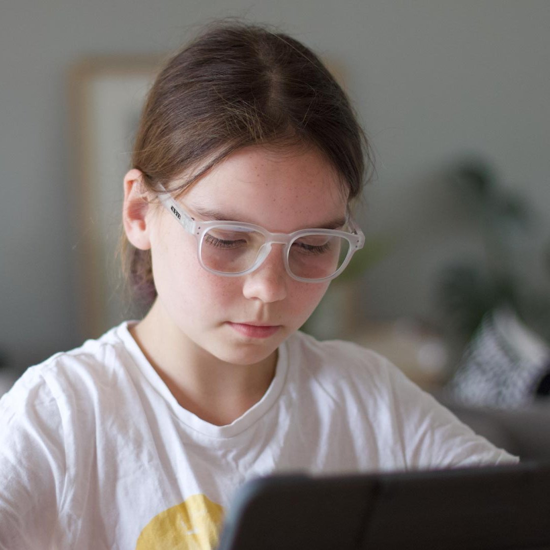 Havana Jr - Blue Light Matte Translucent Clear Frame Glasses