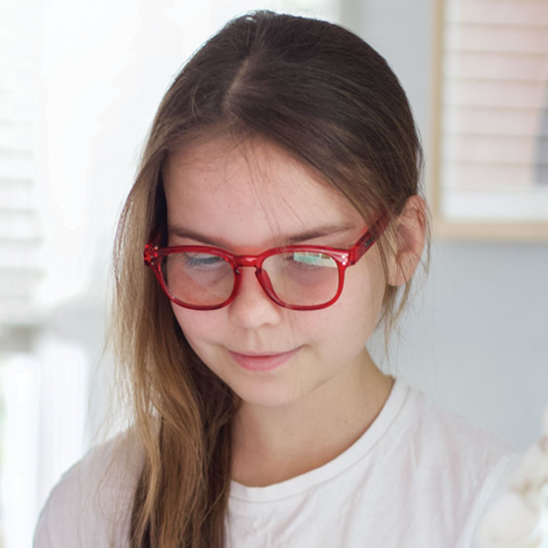 Havana Jr - Blue Light Glasses Gloss Crystal Red Frame