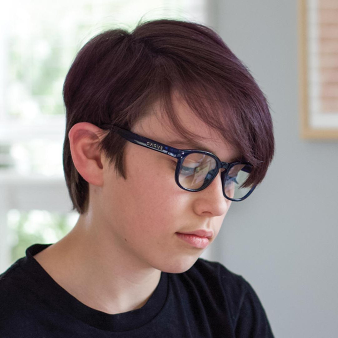 Havana Jr - Blue Light Matte Translucent Navy Frame Glasses