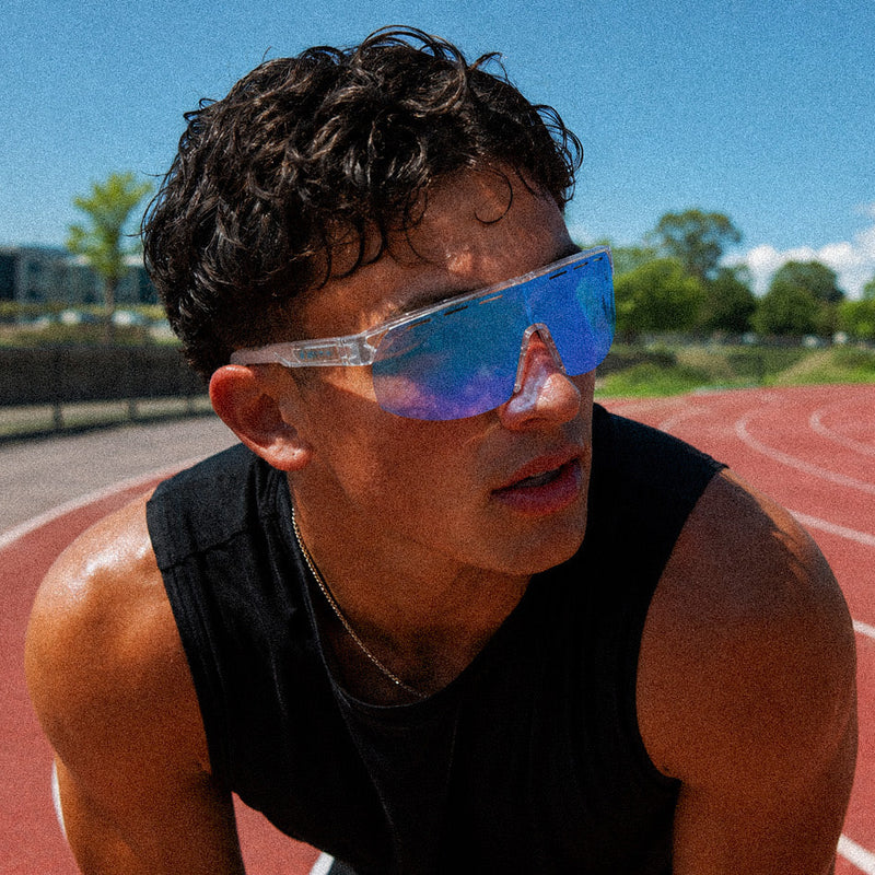 Velocity - Clear Frame with Gray Lens with Blue Iridium Plus Venting