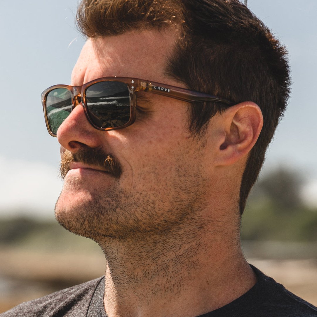 Goblin - Gloss Crystal Dark Sand Recycled Frame Green Injected Polarized Lens