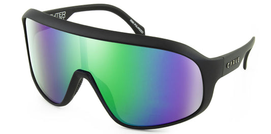 Fighter Pilot - Polarized Green / Purple Iridium Matte Black Frame Sunglasses