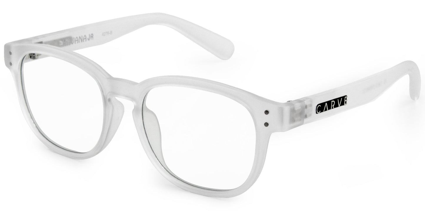 Havana Jr - Blue Light Matte Translucent Clear Frame Glasses