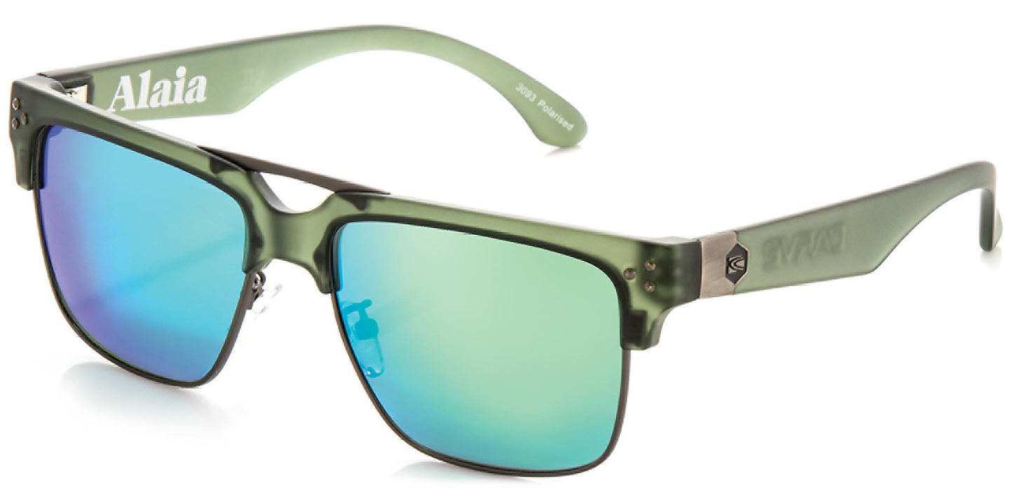 Alaia - Polarized Iridium Matte Green Frame Sunglasses